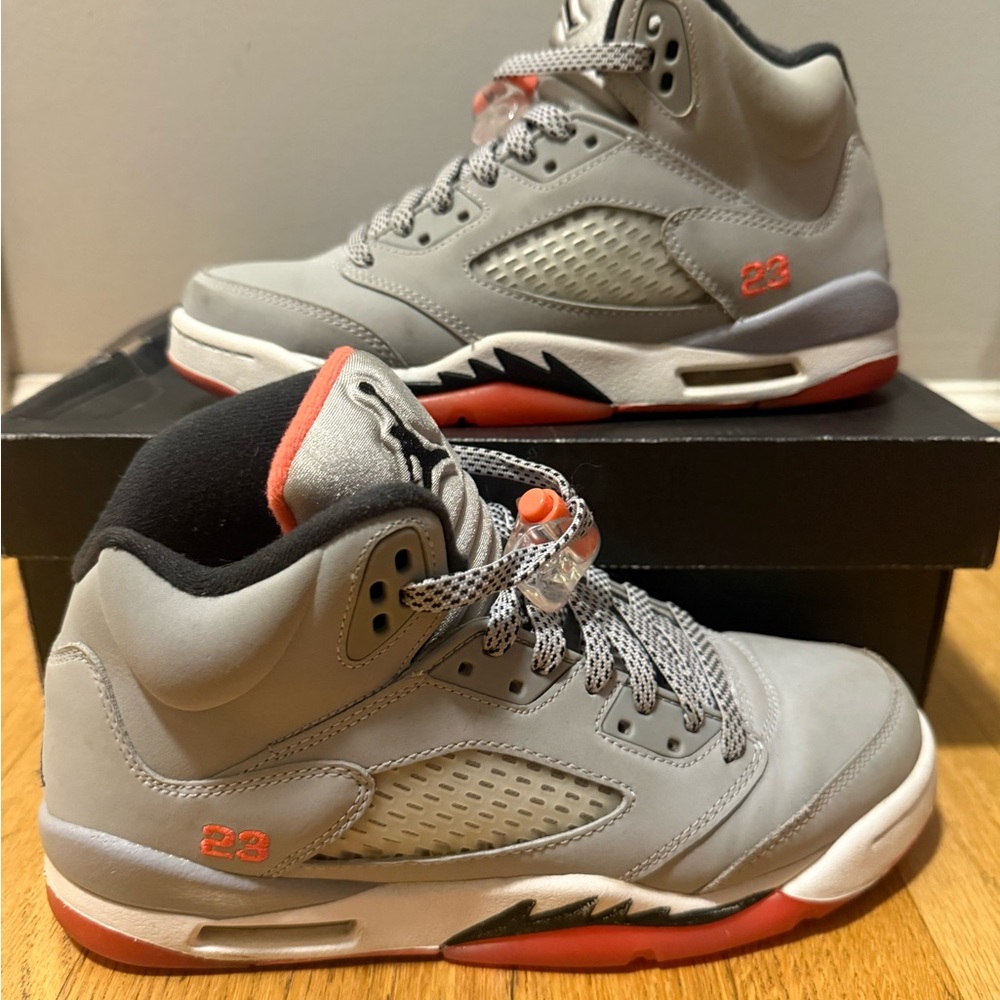 Air Jordan Retro 5 Gray and Red Sneakers